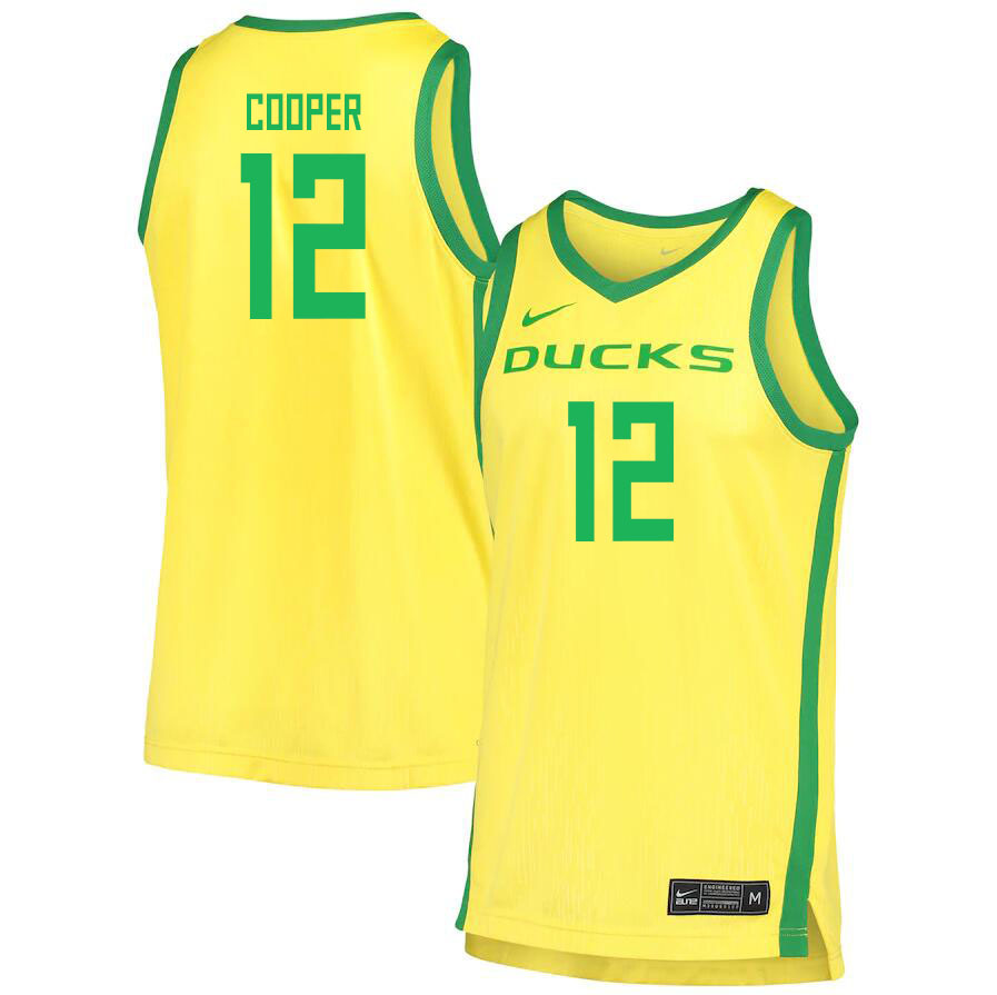 Men #12 James Cooper Oregon Ducks College Basketball Jerseys Sale-Yellow